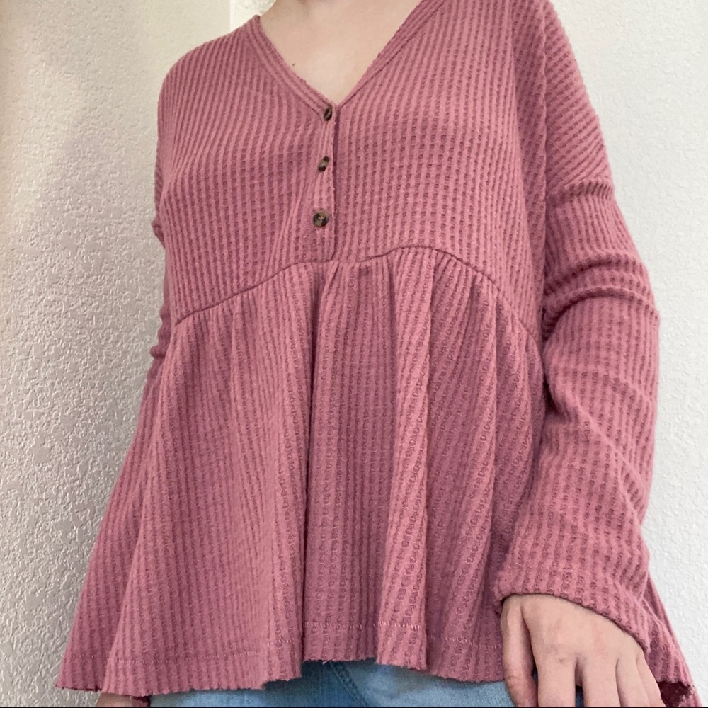 OU Out From Under Oversized Peplum Top